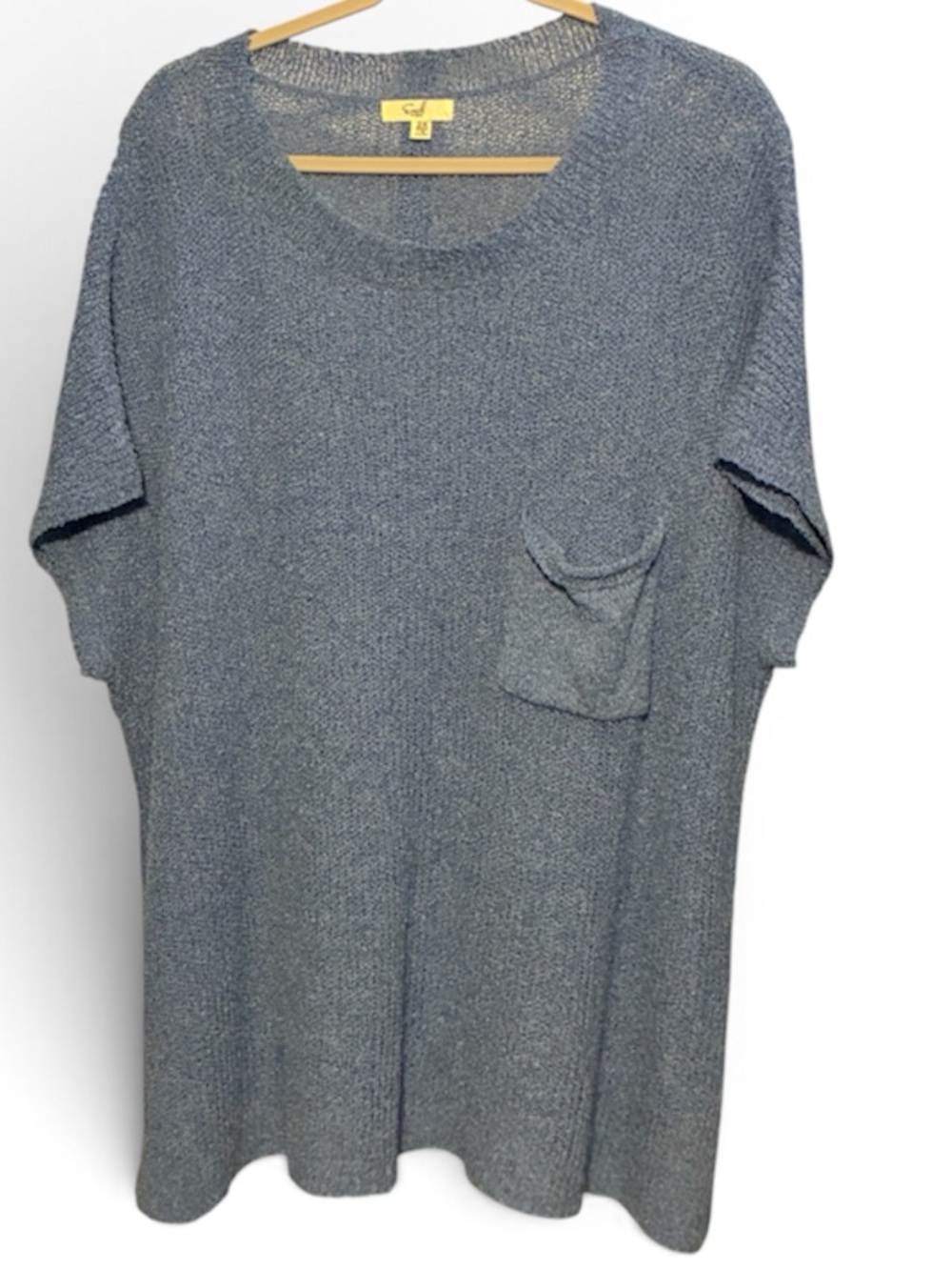 easel 2X Light Blue Scoop Neck Pocket Knit Sweater